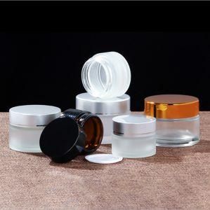Transparent Round Cosmetic Cream Jar Makeup Glass Face Cream Jar with Aluminium Cap