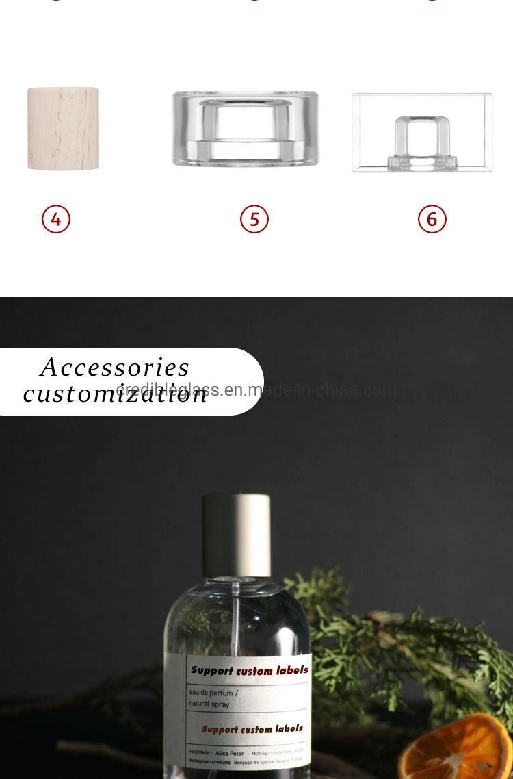 Credible 30ml 50ml 100ml Wholesale Empty Cosmetic Sample Glass Perfume Oil Bottle with Spray Lid