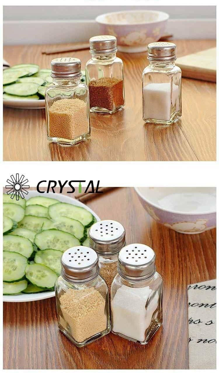 Salt Spice Shaker Pepper Bottle with Hole Lids in Transparent Glass