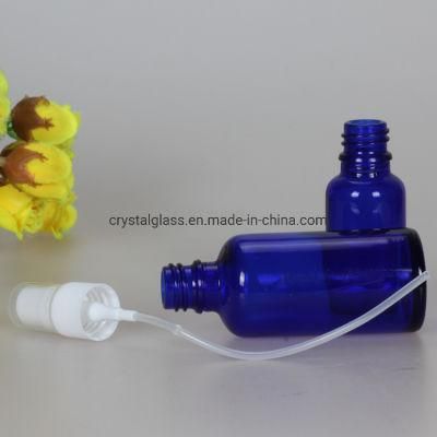 15ml 20ml 30ml Cobalt Blue Glass Essential Oil Bottle with Plastic Sprayer