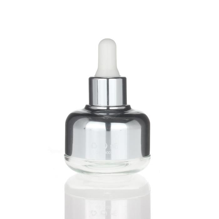 Luxury Flat Round Shoulder Transparent Empty Serum Mould Glass Dropper Bottle Essential Oil Bottles