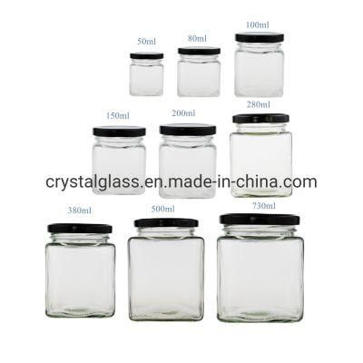 25ml 40ml 100ml 180ml 280ml 380ml 500ml 720ml Transparent Hexagon Glass Royal Honey Jar