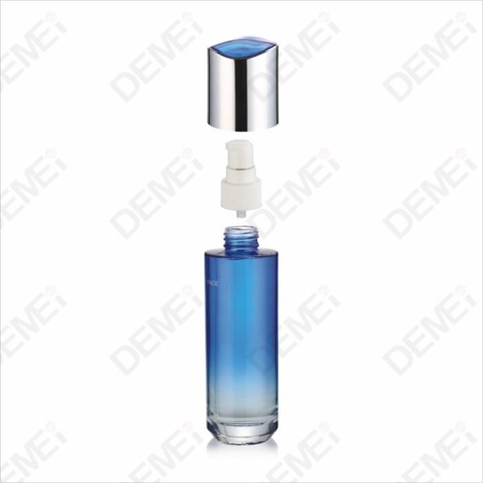 Demei 40/100/120ml 30/50g Cosmetic Skin Care Packaging Coating Blue Toner Lotion Glass Bottle and Cream Jar Series with Speical Shape Cap