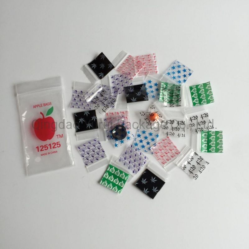 Mini Apple Bag Plastic Small Zip Lock Baggies with Designs 1212 1010 1515