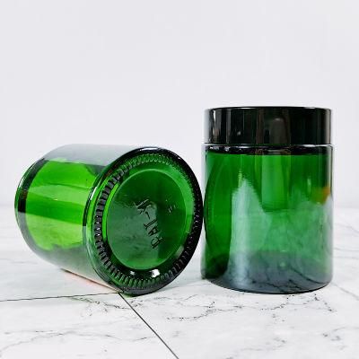 Popular Fancy Unique 100g 100ml Straight Sided Green Gosmetic Glass Jar with Aluminum Plastic Lids for Face Body Cream Oniment