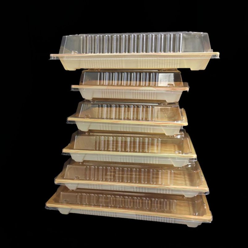 Yellow Sushi Packing Box Plastic Food Tray, Good Quality Sushi box With Transparent Lid