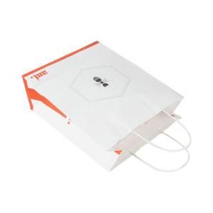 Waterproof White Shopping Paper Bag with Flat Handle
