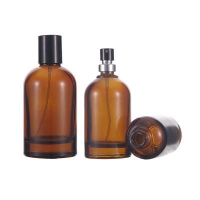 30ml 50ml 100ml Crimp Perfume Bottle Cylinder Amber Crimp Glass Bottle