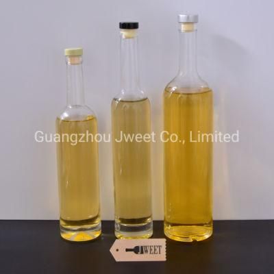 Custom 500 700 750 Ml Unique Frost Frosted Vodka Spirit Liquor Glass Bottles Cylinder Oval Flint Wine Bottles