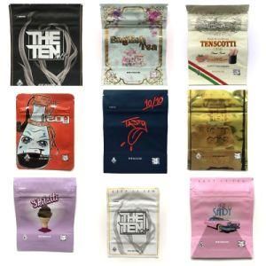 Printed Plastic Packaging Clear Holographic Ziplock Pouch Resealable Candy Cereal Gummy Weed Zipper Edible Custom Mylar Bags
