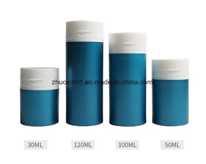 30/50/100/120ml Cosmetic Packaging Blue Lotion Container Airless Pump Pet Plastic Bottles