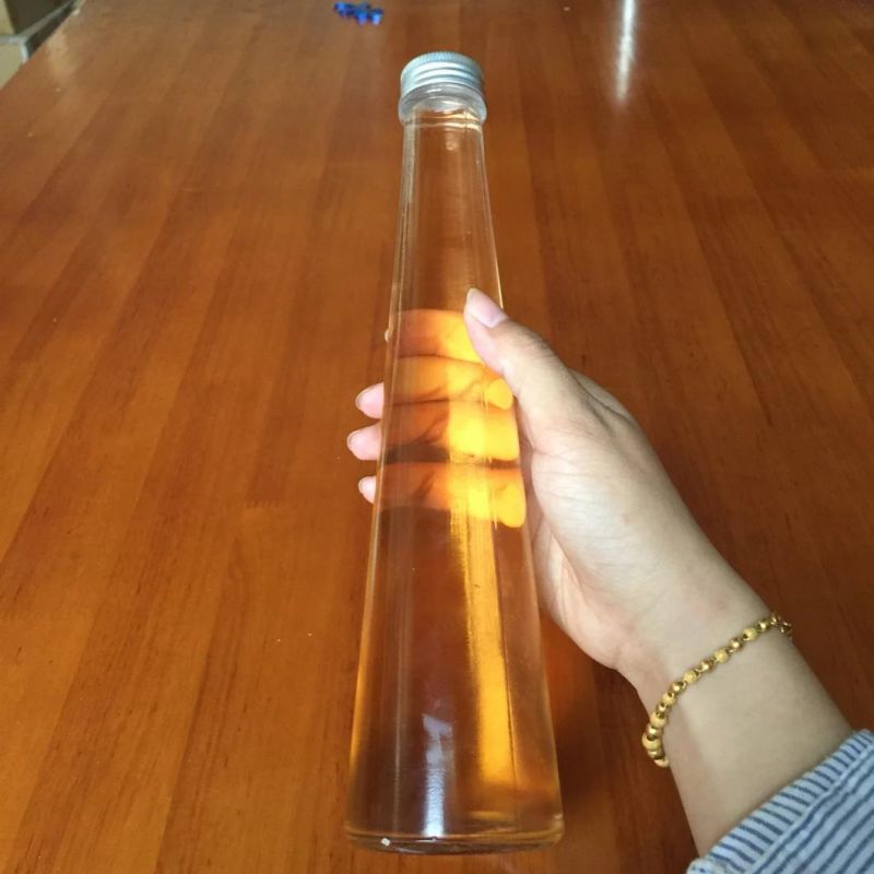 Conical Shape Glass Beverage Bottle Packaging with Metal Screw Cap