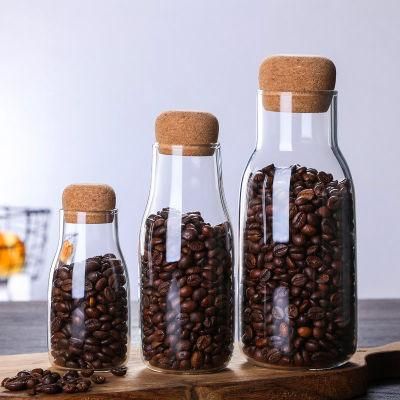 Cork Lid Storage Jar Milk Coffee Jar Glass Bottle