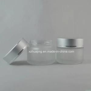 30g 1oz High Quality Frost Glass Cosmetic Cream Jar with Silver Cap