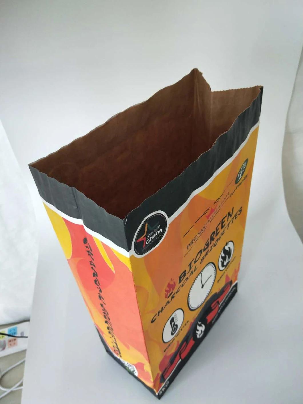 4kg 5kg 11lbs Kraft Paper Bag for Hardwood Lump Charcoal Paper Bag Coal Briquette Packaging Bag