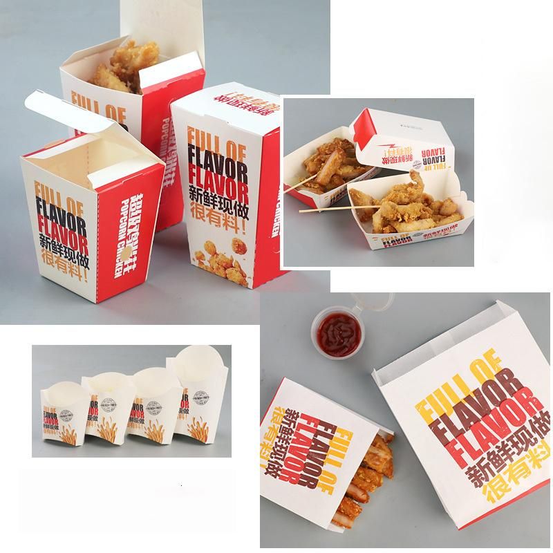 Paper Packaging Box for Potato Crisps Foods Disposable Boxes Food Packaging Fried Chip Packaging Box