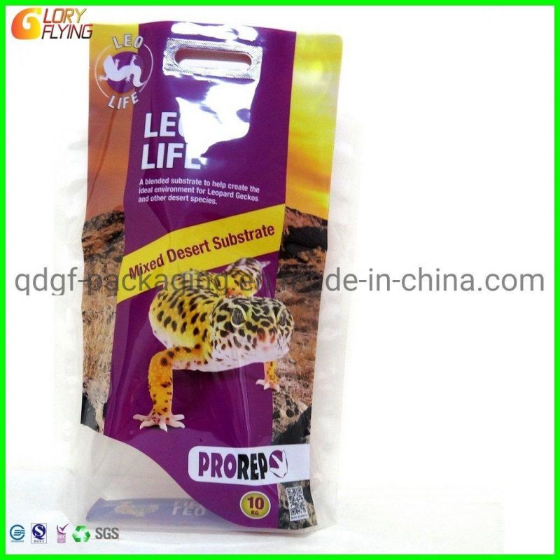 Pet Food Packaging Plastic Bag with Heated Two Parts Handles on The Top