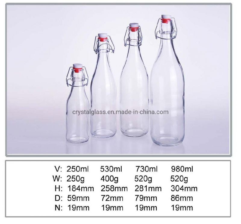 100ml 250ml 500ml 750ml Swing Top Glass Beverage Bottle for Kombucha Tea