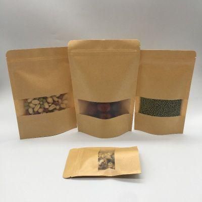Heat Seal Snack Food Standup Bag PLA 100% Biodegradable Kraft Paper Pouch