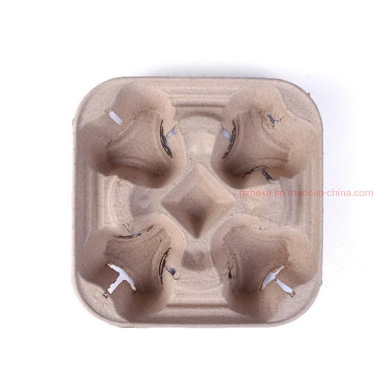 4 Cups Coffee Carrier Pulp Moulded Tray Biodegradable Take Away Cup Holder