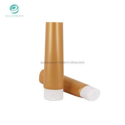 150ml High Capacity PE Clear Tube Golden Note Oval White Flip Cover Face Cleanser Tube