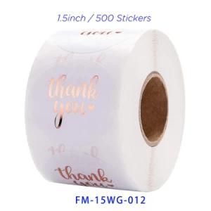 500PCS/1roll Printed Thank You Hot Stamping Self-Adhesive Label Sticker