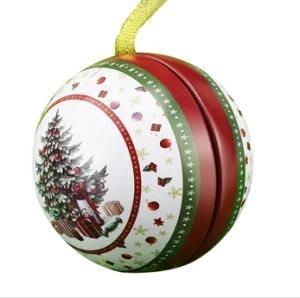 Tin Box with Christmas Pattern Round Globe