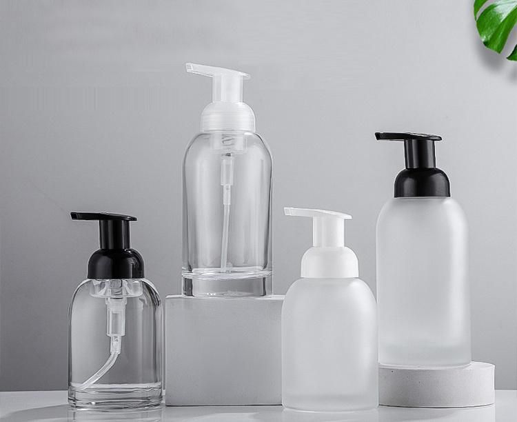 Wholesale Refill Bathroom Frosted Clear Shampoo Hand Foam Soap Dispenser Liquid Glass Bottle