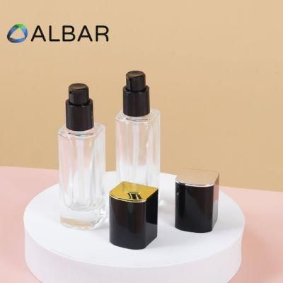 Semicircle Clear Frosted Cosmetic Glass Bottles for Liquid Foundation Cream