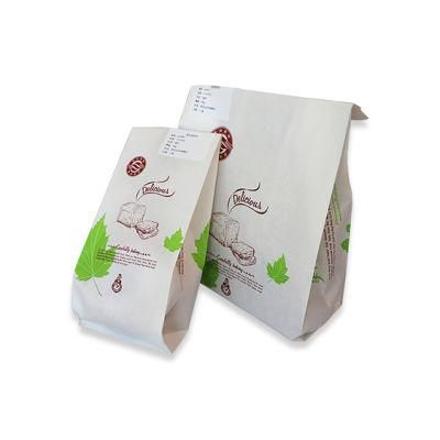 Personalized Logo Printed Eco-Friendly White Kraft Paper Window Bread Packaging Bag