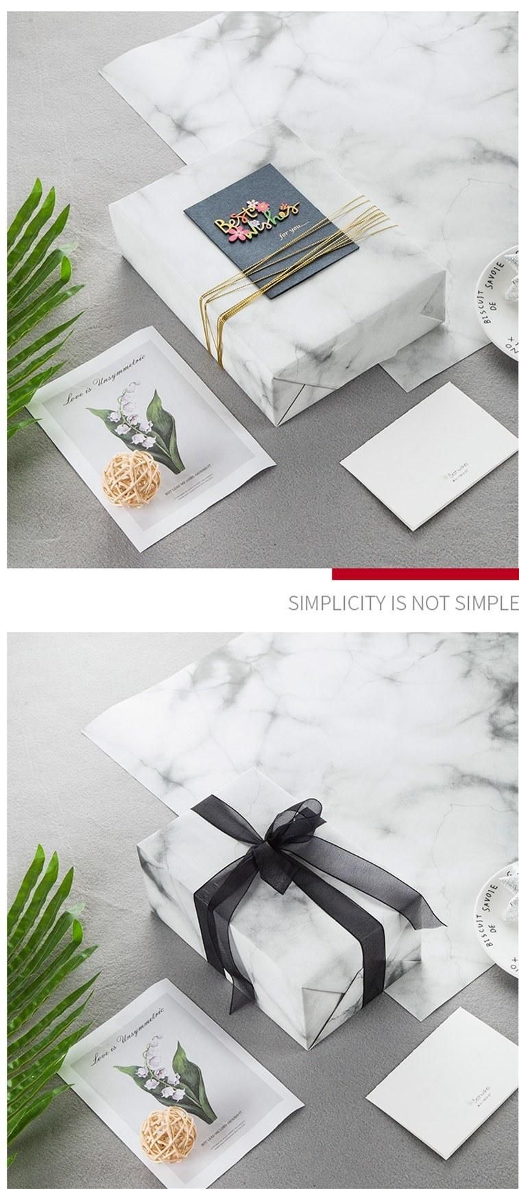 Custom Elegant Marble Black White Christmas Gift Wrapping Paper