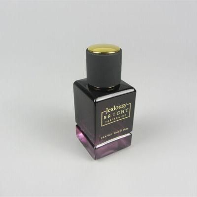 Square Clear 30ml Glass Perfume Bottle with Spray Black Cap
