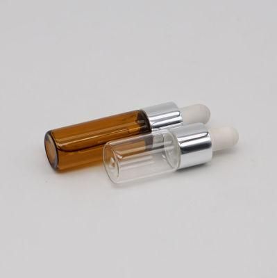 Mini 5ml Clear Glass Essential Oil Bottle with Aluminum Dropper