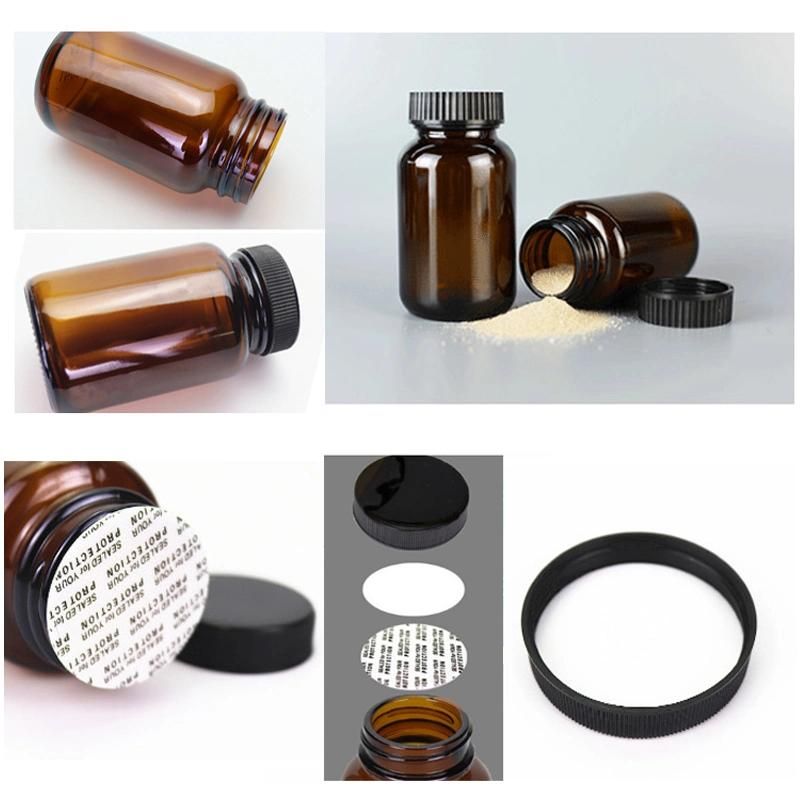 Manufacturer Sale 500ml 16oz Blue Amber Clear Empty Luxury Pharmaceutical Glass Pill Bottle with Plastic Lids