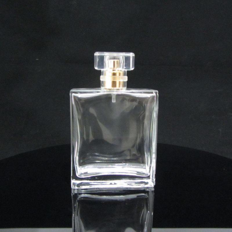 Transparent Cap Clear Empty Square Shaped Glass Spray Perfume Bottle
