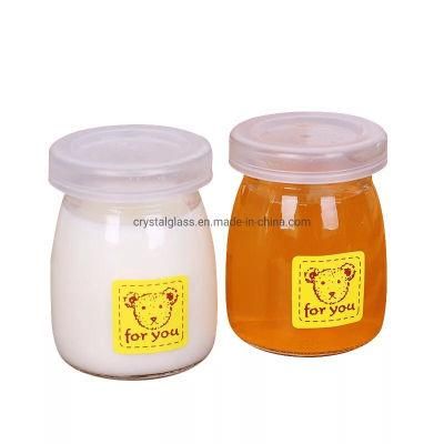100ml Pudding and Glass Jar for Food and Honey with Plastic Caps