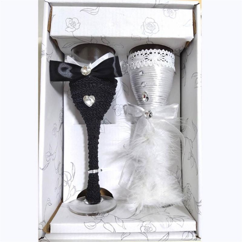 Heat-Resistant Anti-Slip Wedding Bride Groom Wine Goblet Glass Cup Cover