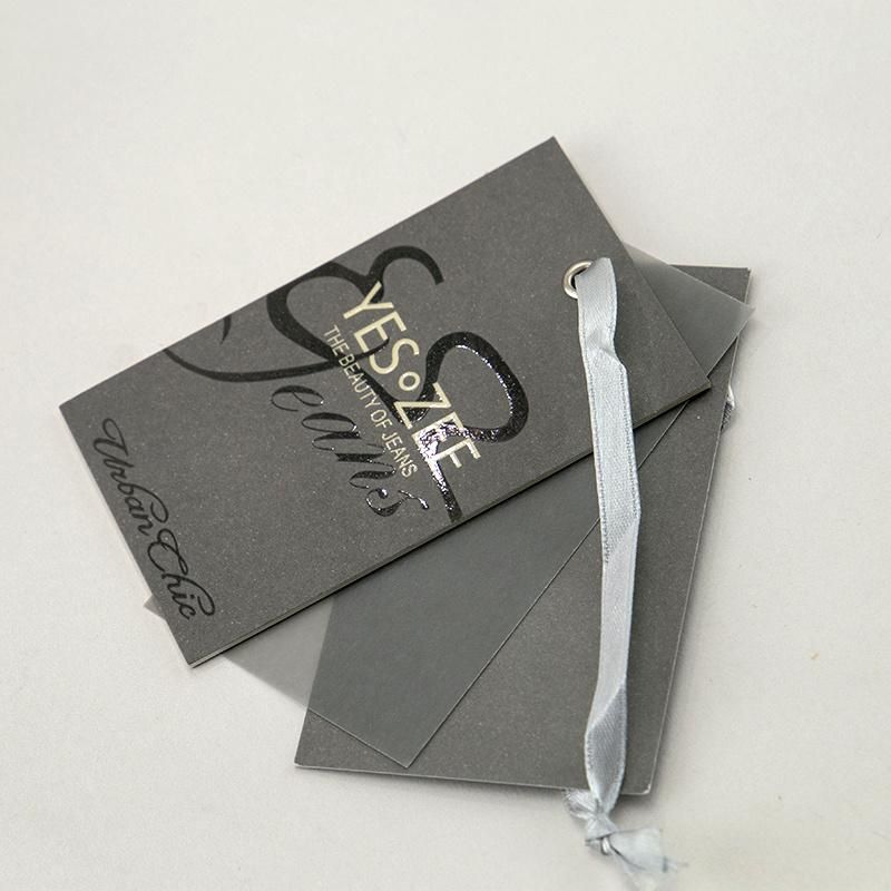 High Quality PVC Eyelet Ribbon Paper Black Custom Hang Tag