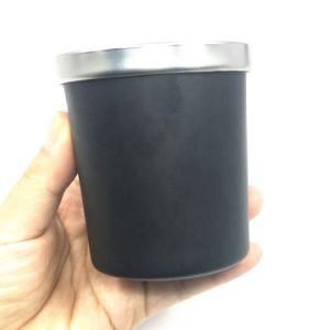 Frosted Matte Black Empty 6oz 200ml Glass Candle Holder, Candle Jar Storage Bottles Container with Metal Lid