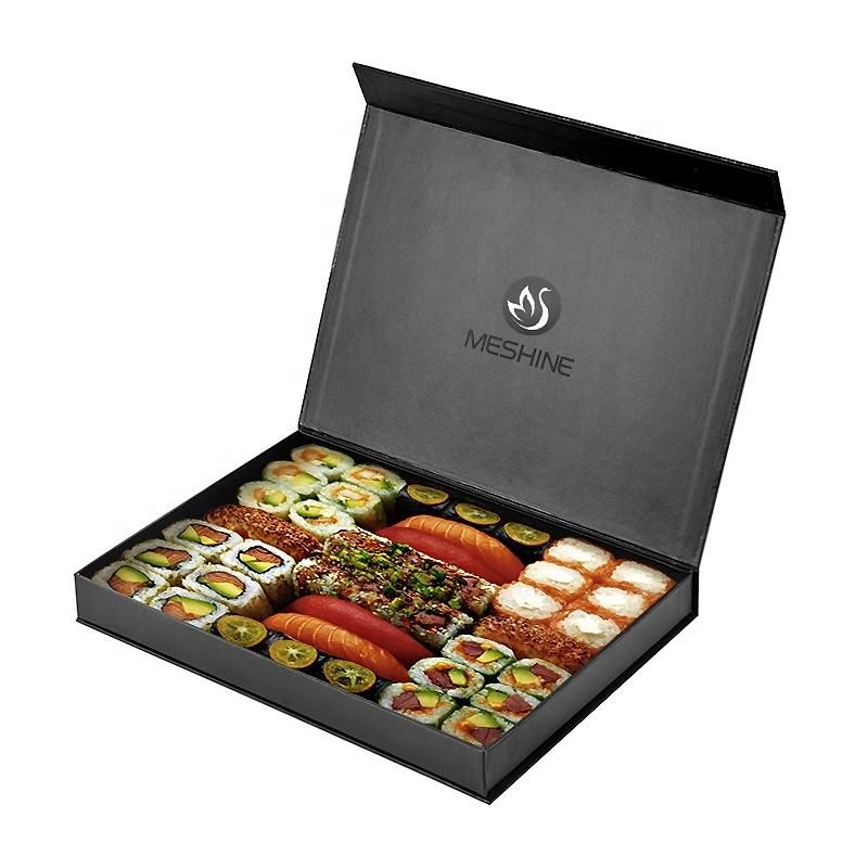 Custom Logo Black Foldable Food Grade Paper Sushi Takeaway Box