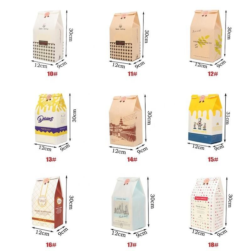 Wholesale Custom Design Printed Bakery French Baguette Packaging Kraft Paper Bread Bag with Window
