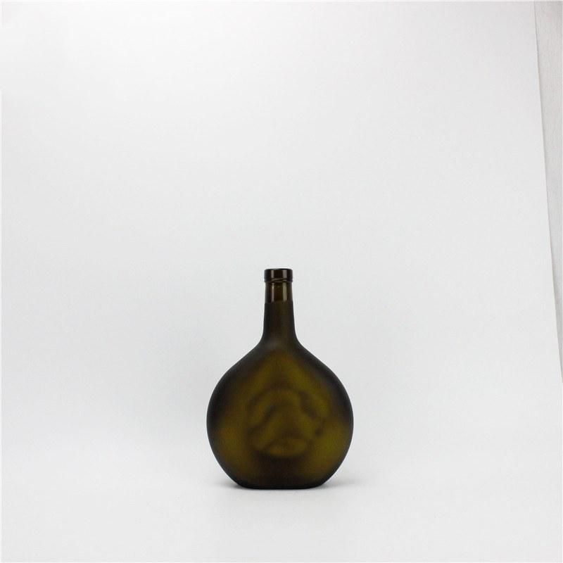 Custom Empty Unique Shape 700ml 750ml Black Spirits Brandy Liquor Glass Bottle