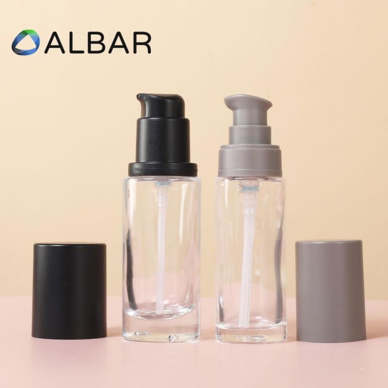 Thick Bottom Bottle Glass with Bamboo Caps or Plastic Pumps