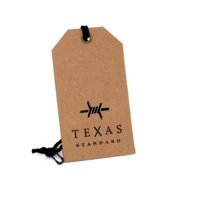 High Quality Custom Private Brand Name Logo Design Metal Eyelet Kraft Paper Hang Tags for Jeans