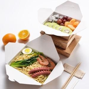 Eco Friendly Disposable and Recyclable Kraft Paper Box - Sturdy Leak Grease Proof Microwavable Biodegradable Food Box