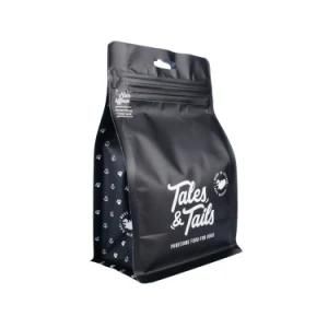 Black Matte Custom Logo Printed High Barrier Foil Fishing Bait Zip Lock Flat Bottom Bag for Fish/Dog/Cat Pet Food Black Plastic Bags