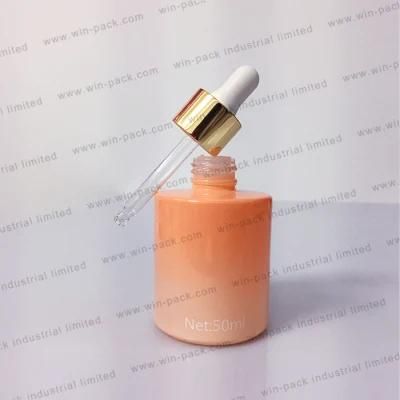 Gradient Orange Color Round Glass Bottle with Square Dropper 30ml