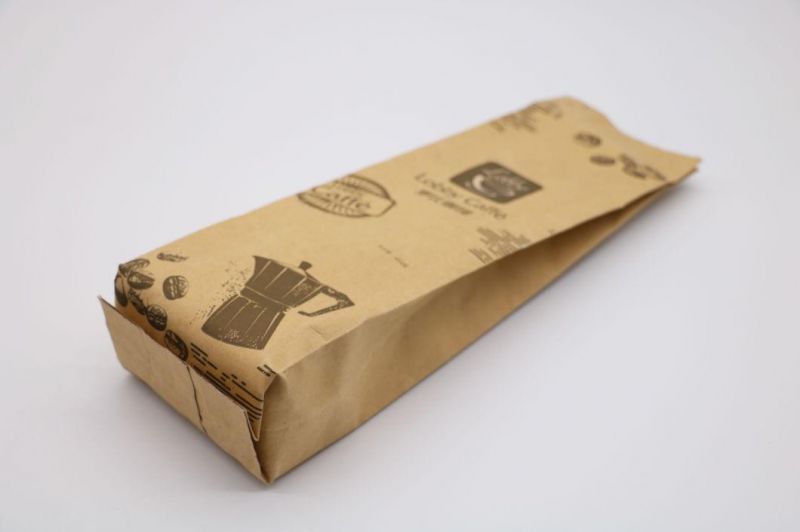 Kraft Paper/ Aluminum Foil Side/ Bottom Gusset Coffee Bean Zipper Packing Bag with Valve