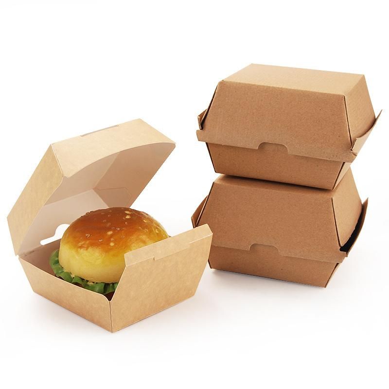 Custom Printed Paper Burger Box Corrugated Craft Hamburger Takeaway Box