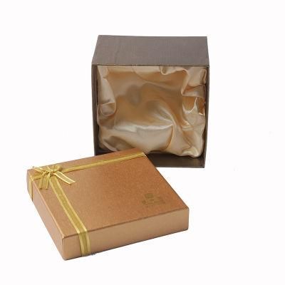 Top and Bottom Covered Gift Box with Lining and Ribbon for Gift Packing